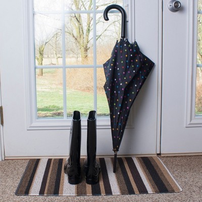 Neutral Striped Tufted 18" x 29" Outdoor Floor Mat