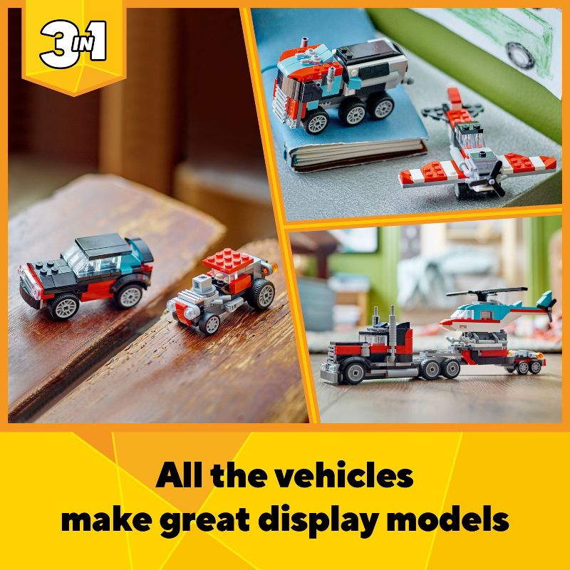 LEGO Creator 3 in 1 Flatbed Truck with Helicopter Toy 31146, 6 of 8