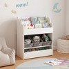 Whisen Kids Bookshelf with Storage Bins and Drawer, Multi-Functional Wooden Book Organizer for Toddlers - White - 2 of 4
