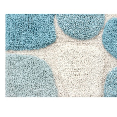 Aquamarine and White Cotton Pebble Pattern Bath Rug Set