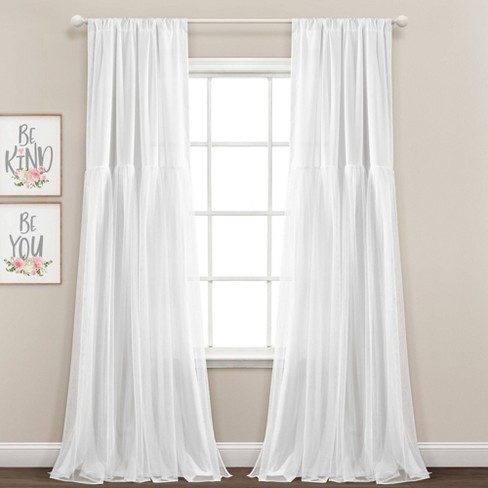 Set Of 2 (84x40) Tulle Skirt Solid Window Curtain Panels White - Lush  Décor : Target