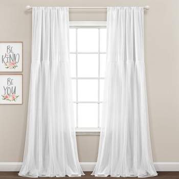 Set of 2 (84"x40") Tulle Skirt Solid Window Curtain Panels - Lush Décor