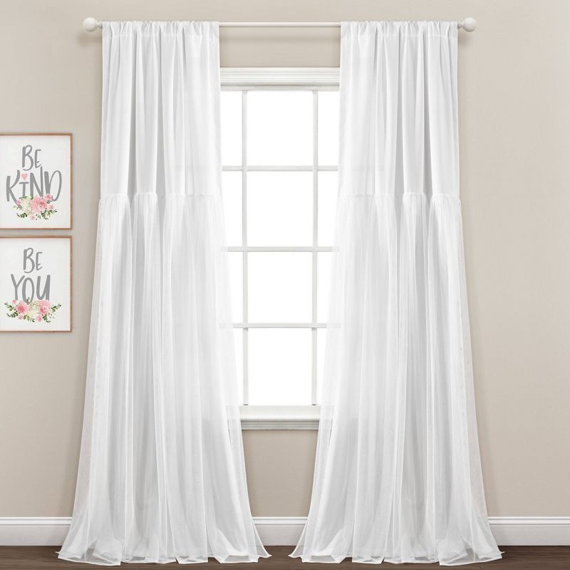 Set of 2 (84"x40") Tulle Skirt Solid Window Curtain Panels - Lush Décor, 1 of 7
