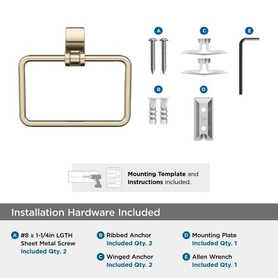 Golden Champagne Wall Mounted Towel Ring with Elegant Design