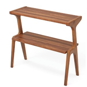Resenkos Sofa Side End Table, End Table, Couch Table,2-Tier End Table, Slim Sofa Side Table with Storage Shelf,Walnut Brown - 1 of 4