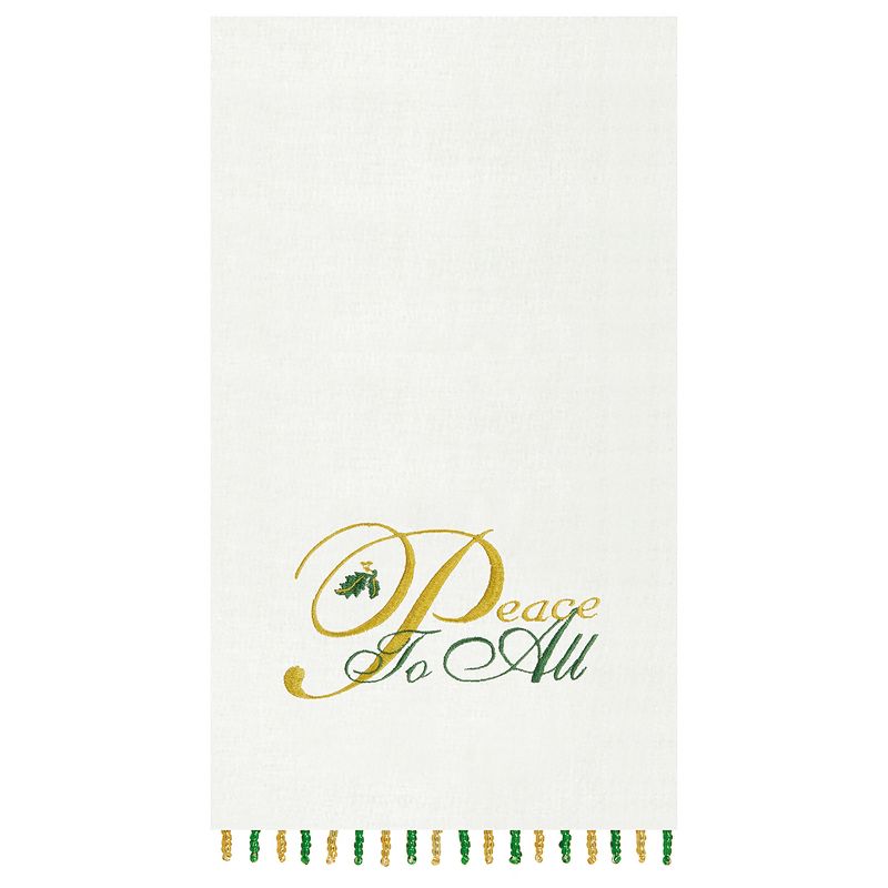 C&F Home Peace To All Beaded Decorative Guest Towel, 1 of 3