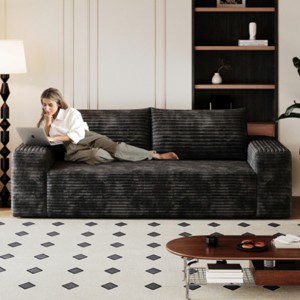 71" Modern Upholstered Corduroy Sofa with Deep Seat, Comfortable Lounge Couch for Living Room, Bedroom, or Small Apartments–The Pop Home - 1 of 4