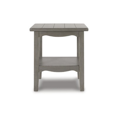 Antique Gray Traditional Square End Table with Storage Shelf