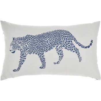 Mina Victory Outdoor Raised Print Leopard Lumbar Throw Pillow