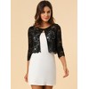 Allegra K Women's Elegant 3/4 Sleeve Sheer Floral Lace Cropped Bolero Shrugs - 3 of 4