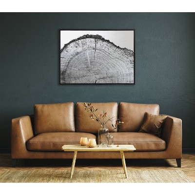 Sylvie Black and White Tree Rings Metallic Canvas Wall Art, 28x38