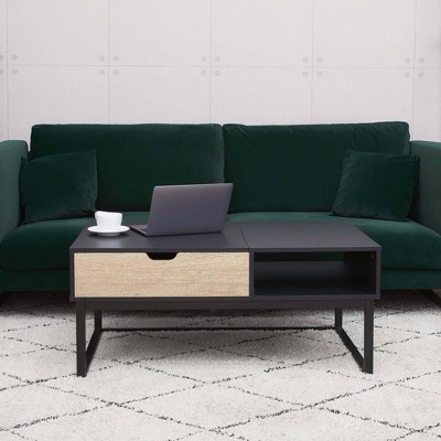 Bryson 42" Two-Tone Wood & Metal Lift-Top Coffee Table with Storage