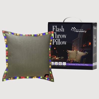 Anybear 18x18in beige outdoor LED throw pillow