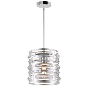 CWI Lighting Petia 1 Light Drum Shade Mini Chandelier With Chrome Finish - 1 of 4