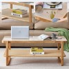 FONTOI Dining Table, Modern Rectangle Dining Tables with Glass Desktop, Rattan Woven Side Table for living room bedroom, Brown, 22.44"*17.72"*45.28" - 3 of 4