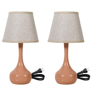 DAKAFUL Touch Table Lamp with Beige Fabric Shade, 3-Way Dimmable ,E26 Base ,Metal Aceent Lamp for Bedroom/ Living Room/Nightstand(Set of 2) - 1 of 4