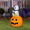 Peanuts Airblown Inflatable Snoopy and Woodstock on Pumpkin Peanuts, 3.5 ft Tall, Multicolored - 2 of 4