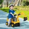 Aosom Excavator Ride on Toy, CAT Licensed Kids Manual Pedal Ride on Excavator with Manual Shovel, Horn, Hidden Storage for 18-36 Months, Yellow - 3 of 4