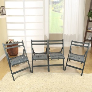 Aghana Digitals 4-Pack Gray Solid Wood Slatted Folding Chairs - 220LBS Capacity, Indoor/Outdoor Use - 1 of 4