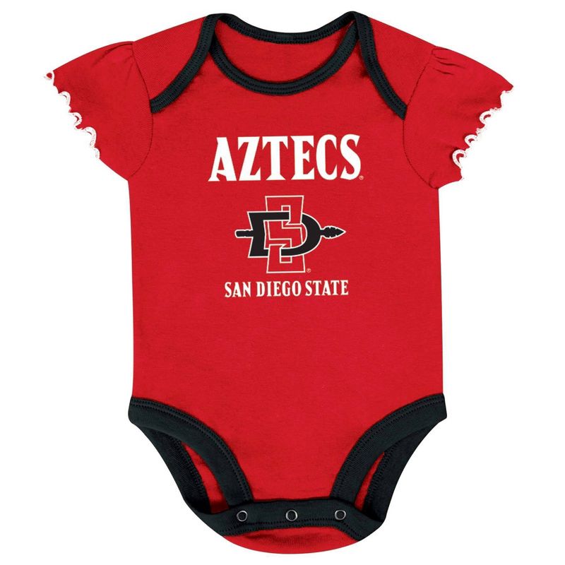 NCAA San Diego State Aztecs Infant Girls&#39; 3pk Bodysuit Set, 2 of 5