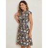 INSPIRE CHIC Women's Floral Cap Sleeve Smocked Elastic Waist Summer Casual Chiffon Shirt Dress - 4 of 4