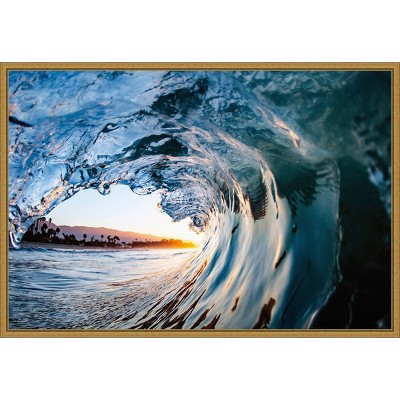 23" x 16" Wave 11 by John Baran Framed Canvas Wall Art - Amanti Art