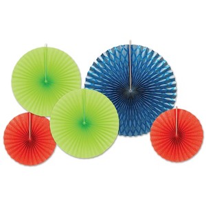 Beistle Assorted Paper & Foil Decorative Fans, Asstd, (10/Pkg) - 1 of 2