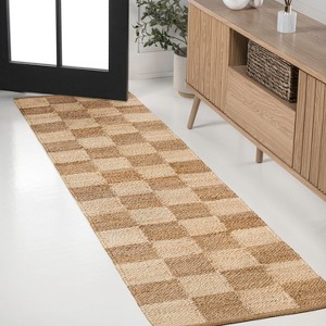 JONATHAN Y Theo Modern Farmhouse Woven Jute Checkerboard Indoor Area Rug - 1 of 4