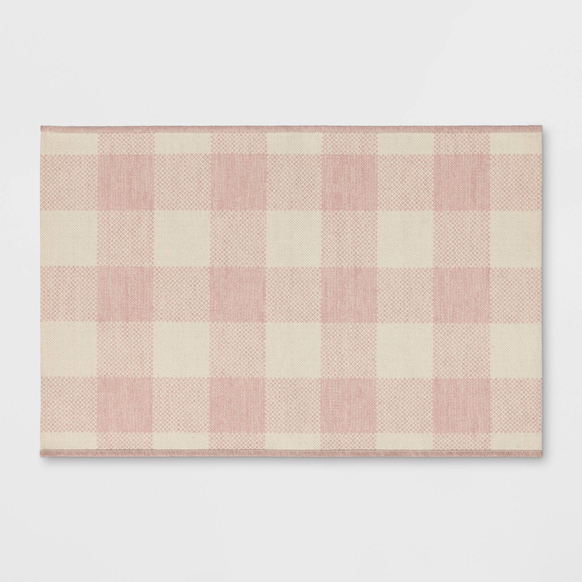 2'x3' Machine Washable Oversized Gingham Handwoven Scatter Accent Rug Pink/Ivory - Room Essentials™