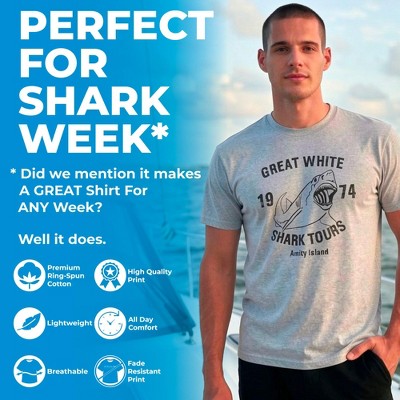 Мужские футболки Crazy Dog T-Shirts, Inc. Mens Funny T Shirts Florida Guided Shark Tours Sarcastic Graphic Novelty Tee for Men - Crazy Dog Men's T Shirt For Summer Light Grey M — фото 3
