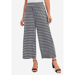 Jessica London Women's Plus Size Stretch Knit Wide Leg Crop Pant - 1 of 4