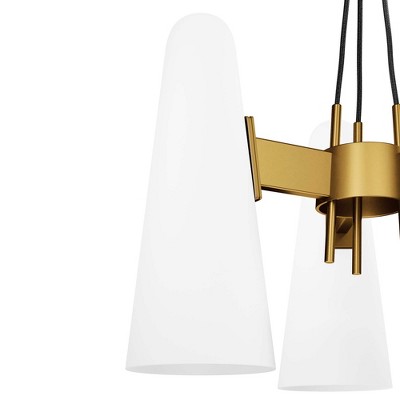 Opal Satin Brass 3-Light Pendant with Glass Shades