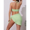 INSPIRE CHIC Women's Rope Circle Halter Ribbed Bikini Sets, Triangle Bottoms Side Tie Cover Up Swimwear Bathing Suits 1 Set - 3 of 4