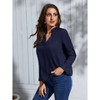 Clearlove Women's V-Neck Long Sleeve Shirt with Roll-Tab Sleeves - 4 of 4
