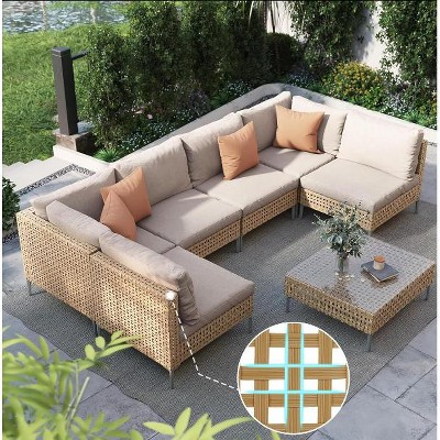 LLHZSY Patio Conversation Set with Sectional Sofa