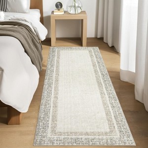 Modern Machine WashableArea Rug with Non Slip Backing Low Pile Accent Rug Foldable Contemporary Indoor Carpet - 1 of 4