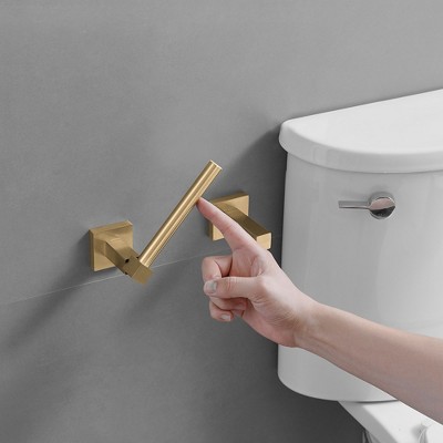 Gold Stainless Steel Wall Mounted Pivoting Toilet Paper Holder