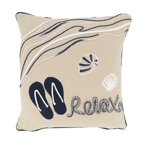 Saro Lifestyle Beachscape Design Down Filled Throw Pillow, Beige, 18"x18" - 1 of 3