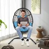 Tangkula Hanging Hammock Chair Egg Swing Chair w/ Blue Cushion Pillow Stand - 4 of 4