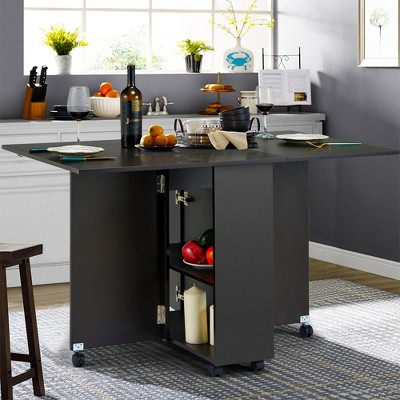 Jomeed Folding Drop Leaf Dining Kitchen Space Saving Table With Hidden ...