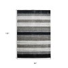 Black And Gray Wool Striped Hand Woven Area Rug - 3 of 4
