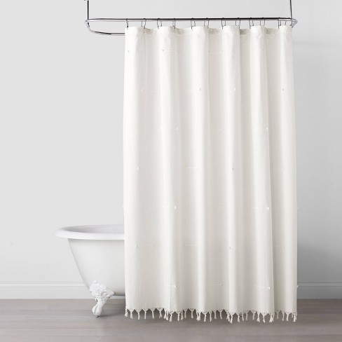 Clip Stitch Knotted Fringe Shower Curtain Sour Cream Hearth Hand With Magnolia Target