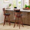 Tangkula 29" Bar Height Stools Set of 2 w/Rubber Wood Frame Faux Leather Upholstered Seat - 4 of 4