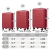 NAYSAYE Luggage Sets 3Piece Set 20Inch 24Inch 28Inch ABS Spinner Wheel Suitcase with Combination Lock for Travel, Red, 19.3"*11.4"*29.5" - 3 of 4
