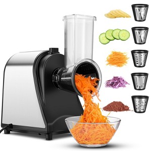Homdox 250W Electric Slicer 5-in-1 Cheese Grater Slicer Shredder for Kitchen - Automatic Food Chopper for Vegetables Cucumber Carrots Cabbage Nuts - 1 of 4