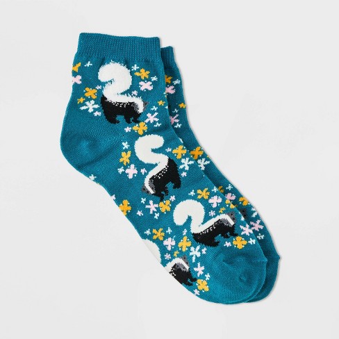 Women's Pretty Skunk Ankle Socks - Xhilaration™ Teal 4-10