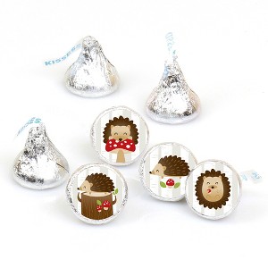 Big Dot of Happiness Forest Hedgehogs - Woodland Birthday Party or Baby Shower Round Candy Sticker Favors - Labels Fits Chocolate Candy 108 Ct - 1 of 4
