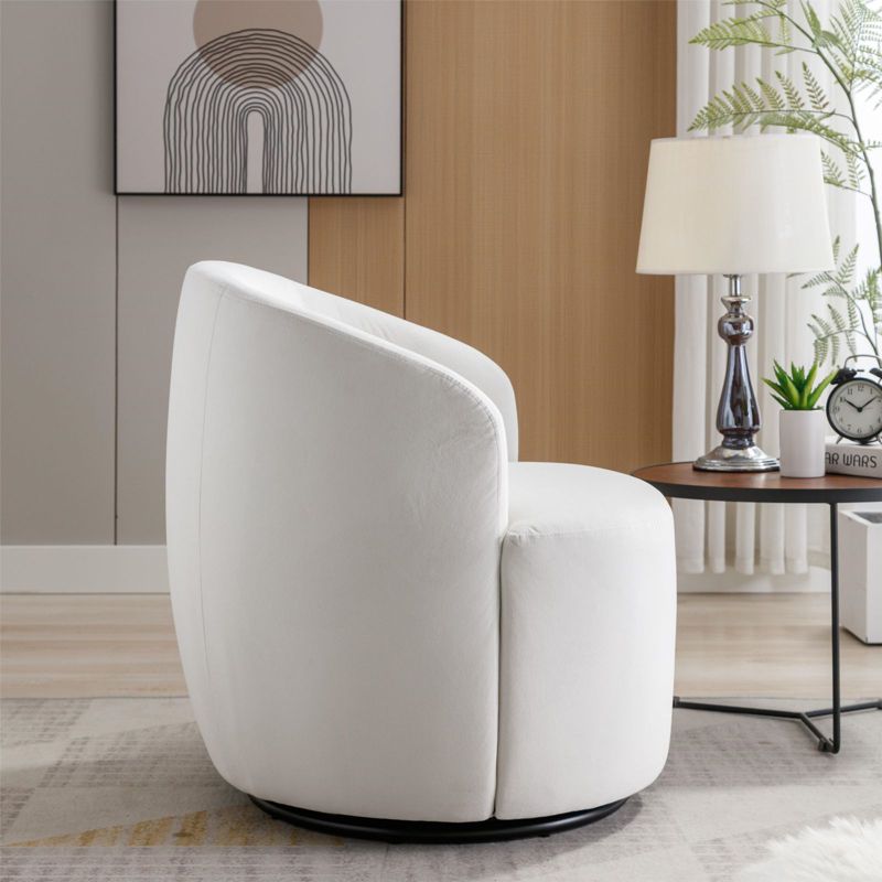 Fannie Chenille 360° Swivel Accent Armchair, Upholstered Small Barrel Chair Sofa for Living Room and Bedroom, Indoor Furniture - Maison Boucle‎, 5 of 10