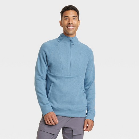Medium - Mens Premium Fleece 1/4 Zip Hoodie - All in Motion - Blue