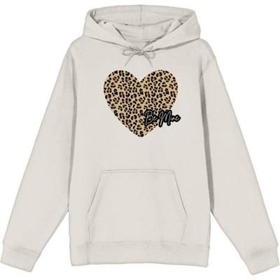 V Day Cheetah Heart Be Mine Long Sleeve Adult Hooded Sweatshirt